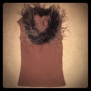 Feathered Collar tank top
